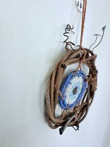 Colgante de pared de arte étnico con motivo de vida de pueblo, auténtico textil Popular Indio para compradores de artesanía colgante de pared hecho a mano de madera - Product Image 2