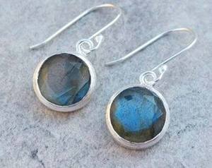Nouveauté : Boucles d'oreilles en pierre labradorite, sertie de laiton vintage, unisexe, certifiées IGI, bouddhistes, Surgyan Saini, mariage - Product Image 5