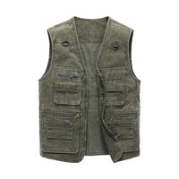 Service OEM – Gilet de travail robuste pour homme, multi-poches, col en V, en toile de coton, idéal pour l'extérieur – Collection été