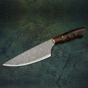 Venta al por mayor personalizado de alta calidad OEM ODM servicio hecho a mano mango de palisandro de acero de Damasco cocina Chef cuchillo Funda de cuero - Product Image 3