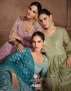 Vestido Anarkali de diseñador suave y cómodo con trabajo de secuencia de bordado pesado para ropa de fiesta de mujer a un precio razonable - Product Image 4