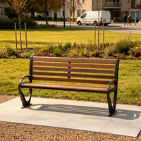 Banc de parc extérieur moderne et écologique en bois massif et structure métallique, personnalisable pour jardin, patio, école et hôtel