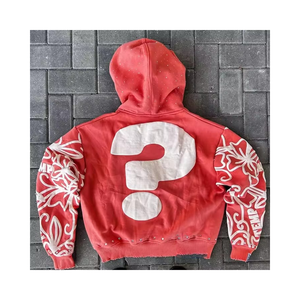 customized men heavyweight <b>hoodie</b> boxy cropped <b>zip</b> <b>up</b> rhinestone acid wash 100% cotton <b>vintage</b> puff printing <b>hoodie</b> for men 2025 - Product Image 2