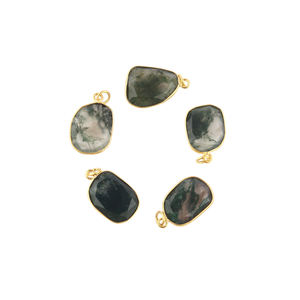 Conector de bisel de ágata de musgo Natural, conector colgante de fianza única, colgante de dijes diy para fabricación de joyas - Product Image 4