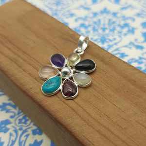 7 Chakra 925 colgante de plata esterlina joyas de piedras preciosas naturales precios al por mayor exportador joyería de plata hecha a mano - Product Image 1