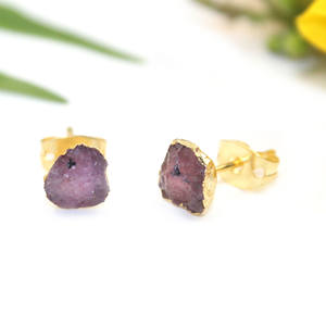 Boucles d'oreilles à tige rubis brut pierre de naissance juillet bijoux galvanisés en or pour femmes - Product Image 2