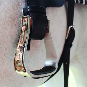 Estribos de Aluminio de 5 Pulgadas para Silla de Montar Occidental, Acabado en Cobre Antiguo, Grabado de Cactus, Estribos Ligeros para Montar a Caballo, Sillas de Montar Occidentales - Product Image 5