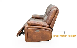 Canapé inclinable à mouvement électrique en cuir semi-cuir de la collection italienne - Product Image 4