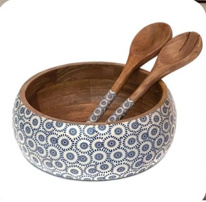 Bol de service en bois à prix abordable avec service à salade Design émaillé pour servir la salade, les fruits et la nourriture Bol de vaisselle de table - Product Image 2