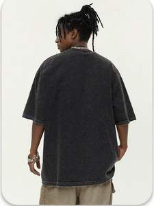 Camiseta de Algodón 100% de Alta Calidad, Lavada al Ácido, Tejida, Gruesa, Formal, Holgada, para Hombre - Product Image 3