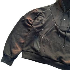 Meilleure vente Top qualité lourd plaine lavage à l'acide sweat à capuche surdimensionné conceptions uniques Style de base unisexe strass à capuche 2026 - Product Image 3