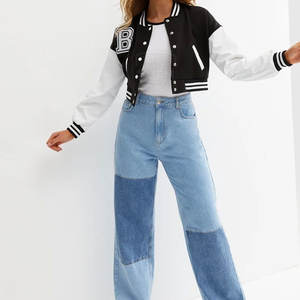 Customized Design Long Sleeves Women Cropped Letterman Jacket <b>Covered</b> <b>Button</b> Different Color Letterman Jacket - Product Image 2