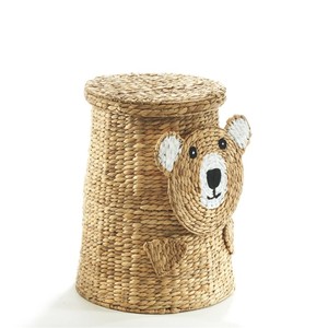 Panier pour enfants en jacinthe d'eau en forme d'ours avec couvercle, jouets écologiques, organisateur de rangement, paniers - Product Image 1