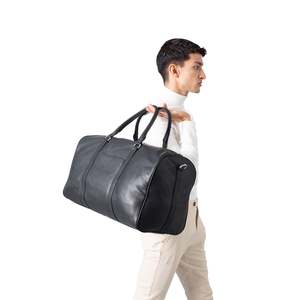 Sac de voyage pliable en cuir noir Darrio pour homme, style week-end, avec fermeture éclair, durable, pour le fitness, les voyages, la gym, les activités de plein air, en maille polyester - Product Image 5