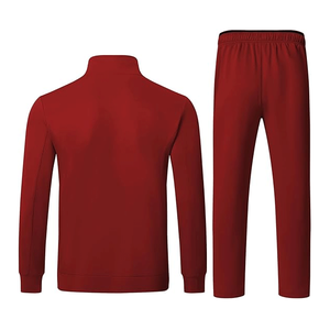 Survêtement zippé complet pour hommes de qualité supérieure vêtements de sport en polyester rouge tenue de jogging 2 pièces - Product Image 2