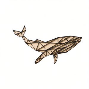 Cuadro Decorativo de Ballena Geométrica en MDF Negro - Product Image 1