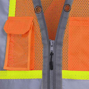 100% Polyester haute exigence meilleure qualité gilet de travail réfléchissant pour hommes gilet de travail sur mesure gilet de sécurité à quantité minimale de commande bas - Product Image 6