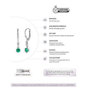 Pendientes colgantes de esmeralda de Plata de Ley 925 para mujer, accesorio de moda - Product Image 4