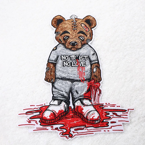 Patchs de broderie thermocollants avec logo personnalisé pour vêtements Tête de vache 3D Forme de cœur et de fleur de marque célèbre pour sweat à capuche et chapeau - Product Image 5