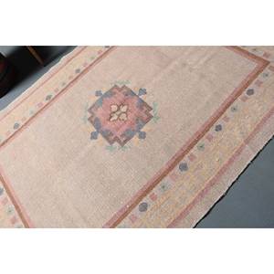 Alfombra turca Vintage Beige 5,2X7,3 pies lana hecha a mano área grande diseño de retazos Rectangular pasillo patrón látex para decoración de habitación - Product Image 5