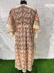 Robe caftan indienne en coton faite à la main pour femmes vêtements de nuit imprimés à la main à fleurs longue robe décontractée longueur au sol conception cousue - Product Image 5