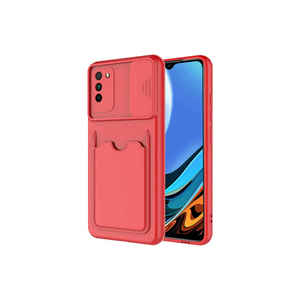"Xiaomi Poco M3 Shockproof Silicone Case with Slim <b>Card</b> Slot-Red" - Product Image 1