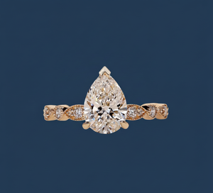 Bague de fiançailles en diamant de laboratoire de 1,79 carat, taille poire, VVS2, certifiée IGI, or 14 carats plaqué rhodium jaune, rose, blanc, bijoux personnalisés - Product Image 1