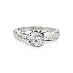 Jeulia Custom Diamond Engagement Ring-<b>Ribbon</b>-Wrap Beveled Symmetry Round Cut Luxury Style - Product Image 1