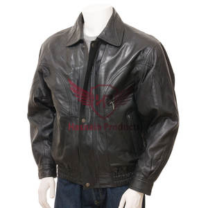 Blouson aviateur en cuir personnalisé de qualité supérieure pour hommes en noir classique-Vêtements d'extérieur élégants fabriqués à la main pour la mode - Product Image 2