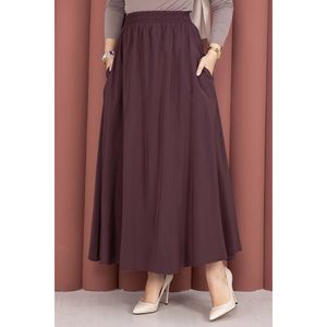 Jupe en Tencel bordeaux à taille élastique avec poches, en mousseline de soie respirante et douce, imprimé numérique, taille XS, style uni, avec ceinture - Product Image 2