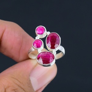 เครื่องประดับแหวนคลาสสิกสำหรับผู้หญิงเครื่องประดับเงินสไตล์ Boho 925เงินแท้ทับทิมพลอยแฮนด์เมดของขวัญสำหรับภรรยา - Product Image 2