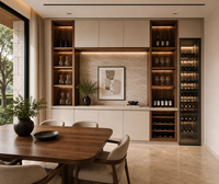 Buffet de cuisine intégré moderne de luxe KEJIA avec refroidisseur à vin intégré et éclairage LED