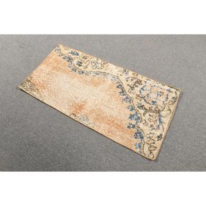 Tapis turc 1,6 x 3,3 pieds, petit tapis vintage, tapis patchwork marron et bleu - Product Image 2