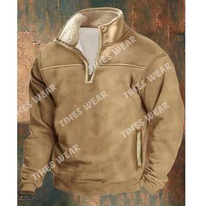 Premium Quality Customized Logo Casual Zipper Neck Long Sleeve <b>Printed</b> Sweatshirt for Men - Product Image 1