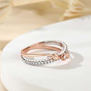 Jeulia Rose Gold Two-Tone <b>Cross</b> Flower <b>Ring</b>-Sterling <b>Silver</b> Statement Jewelry - Product Image 6