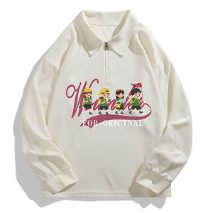 OEM de alta calidad de estilo deportivo de las mujeres de gran tamaño media cremallera Sudadera de manga larga de algodón cuello de hombro caído pulóver con pantalones - Product Image 1