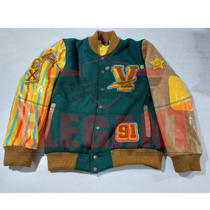 Chaquetas Varsity con mangas de cuero Letterman, diseño personalizado, logotipos bordados en chenilla, chaqueta universitaria de béisbol unisex - Product Image 1