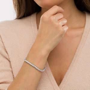 Bracelet en or blanc 14 carats, chaîne fine, style tennis, accessoire de mariage tendance pour femmes, diamant moissanite - Product Image 6