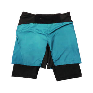 Bleu solide motif 2-en-1 hommes Trail Running Shorts léger entraînement écologique Spandex Liner Anti-rides Wister tissu - Product Image 1