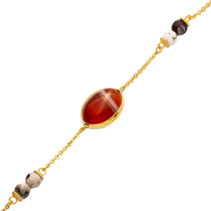 Tiger Eye <b>Quartz</b> 22K Gold Bezel Oval Shape Chain Theia Silver <b>Bracelet</b> Wholesale Handmade 925 Sterling Jewelry - Product Image 2
