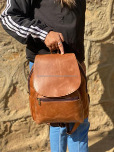 New Style Vintage Look Brown Crunch Leather Backpack Travel Backpack <b>Office</b> Leather Large Capacity Travel <b>Bag</b> <b>for</b> <b>Men</b> and Women - Product Image 2