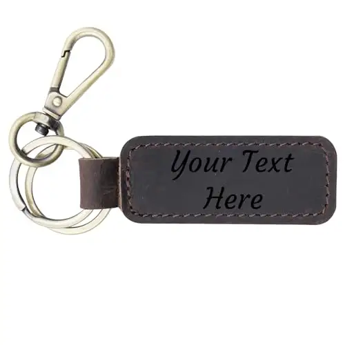 Personalized Leather Keychain Gift for Birthday, Universal Key Fob Keychain, Leather Key Chain Holder for Men and Women