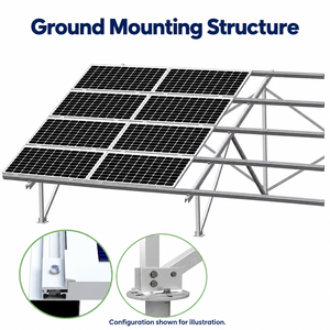 Système de montage au sol solaire en alliage d'aluminium personnalisable avec rails et supports pour projets photovoltaïques - Product Image 1