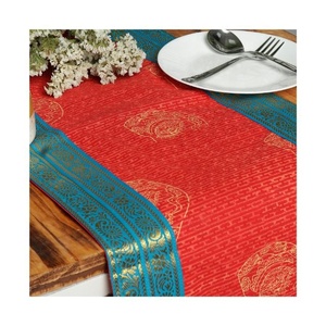 Best Quality 2024 Twin Toned Floral Jacquard Embroidered Customizable Stylish Silk Border GOTS Wholesale 100% Table <b>Runners</b> - Product Image 1