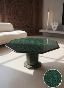 Table basse octogonale moderne en malachite avec support, écologique et durable, meuble de maison pour salon, style décoratif - Product Image 3