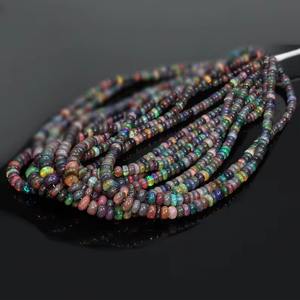 Perles d'opale de feu noire authentiques de taille importante, pierres de naissance d'octobre, perles rondes, approuvées par un tiers, pour perles de stylo, Mehrajudin - Product Image 5