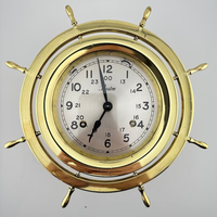Horloge de table Art Déco en laiton, style nautique, avec roue de bateau, affichage à aiguille simple, mouvement mécanique, 12 pouces, cadeau pour bureau/d'étude