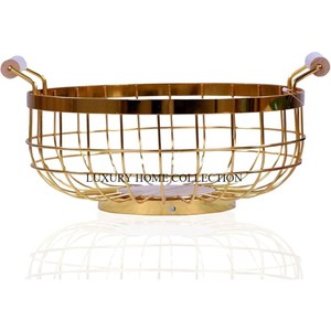 Trendy New Iron Fruits and <b>Bread</b> <b>Basket</b> with High-quality Iron and a Vintage Design Perfect Golden Finished for Rustic Homes - Product Image 5