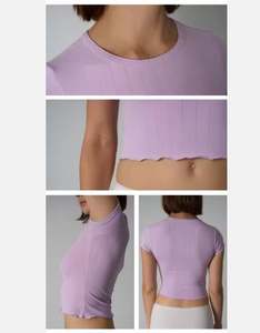 <b>Women's</b> Crop <b>T</b>-<b>Shirt</b> 95% Cotton <b>5</b>% Spandex Crew Neck Short Sleeve American Solid Colors - Product Image 6