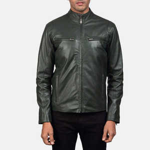Precio bajo Cuero real Piel de oveja Cremallera Hombres Chaqueta de motorista A prueba de viento Hombres Chaqueta de moda de cuero - Product Image 1